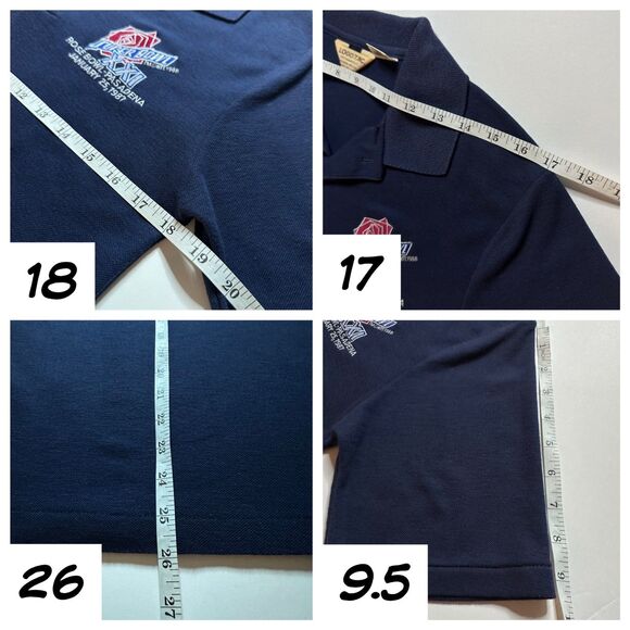 Super Bowl XXI Navy Polo Shirt 80's Vintage 1987 Super Bowl embroidered LOGO 7 - Picture 5 of 6